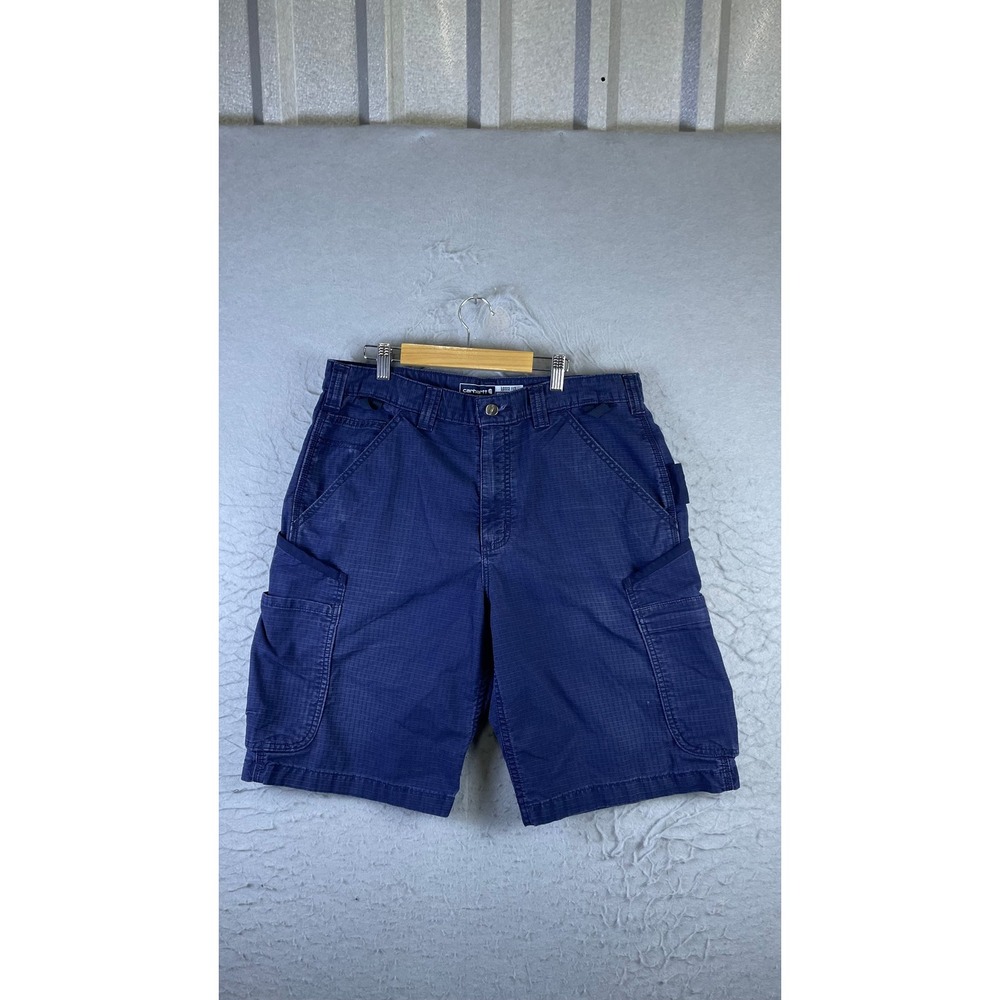 Carhartt Cargo Shorts Mens 34 Blue Excellent Ripstop Loose Fit Workwear